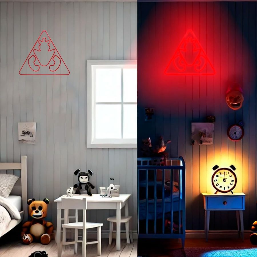 FNAF Freddy Triangle Logo Neon Wall Sign, 18 in, view 3