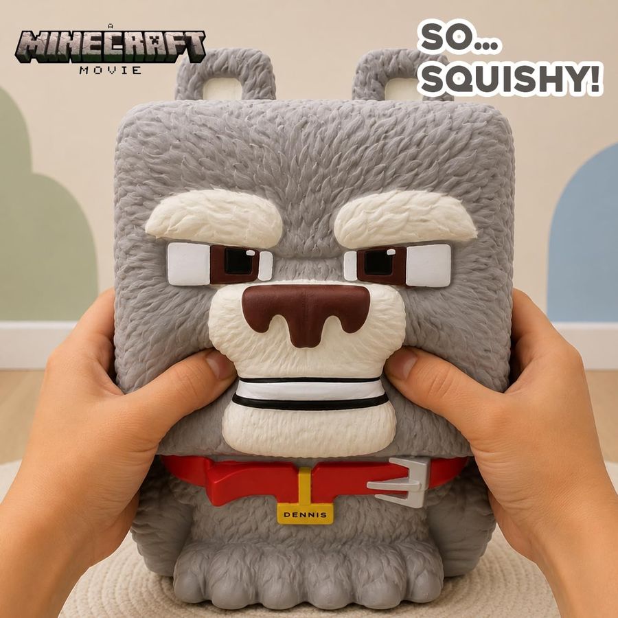 Minecraft Movie Dennis the Wolf Mighty Mega SquishMe, view 5