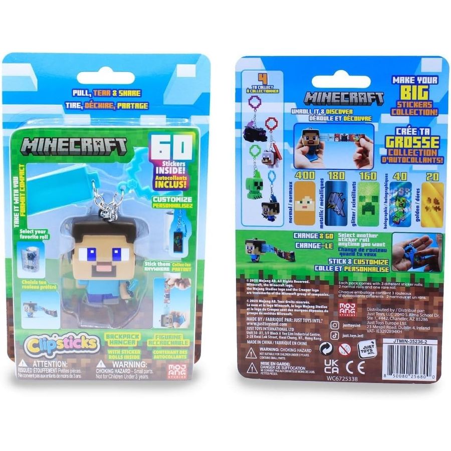 Minecraft Steve Clipstick Backpack Hanger